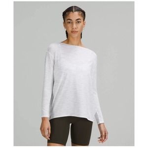 Lululemon Women's Back In Action Space Dye Grey Long Sleeves Pullover Tee Sz 10